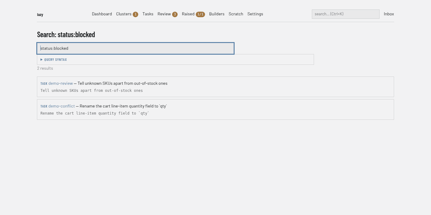 Search results for the query status:blocked