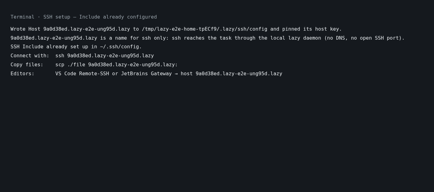 An existing global Include is reported as already set up
